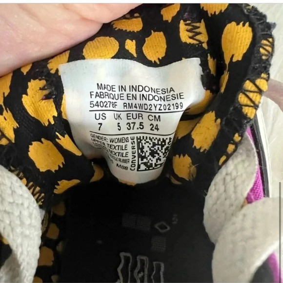 Converse All Star Double Tongue Purple and Leopard Sneakers - Picture 6 of 10